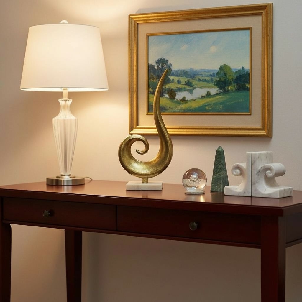 Antique Polished Brass Sculpture - Marble Base