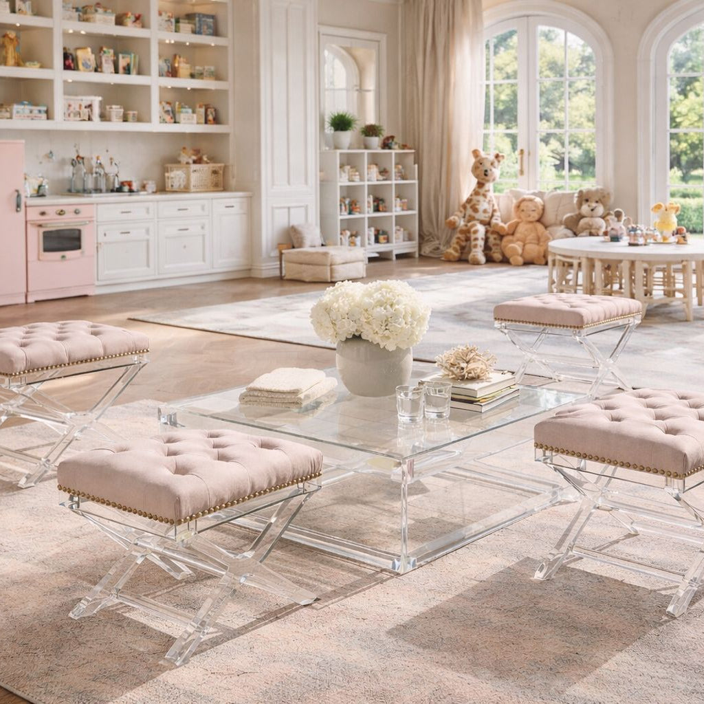 Soho Clear Acrylic Tufted Bench