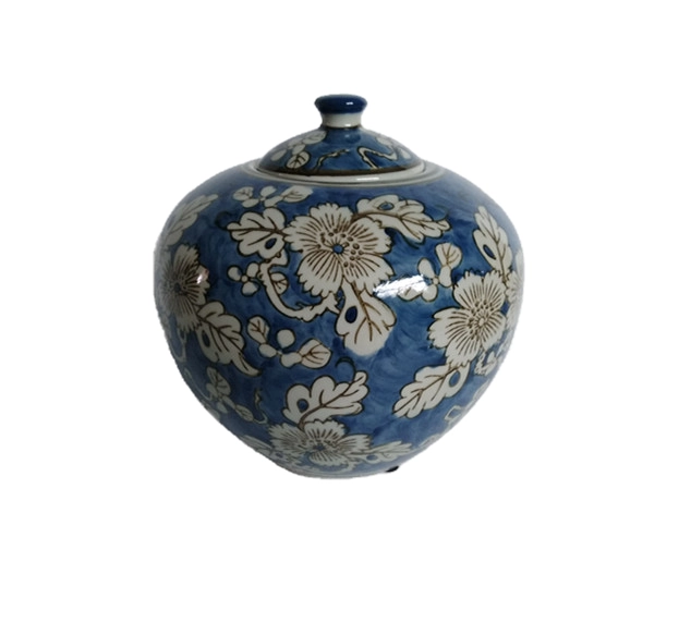 Blue & White Chinoiserie Ceramic Jar