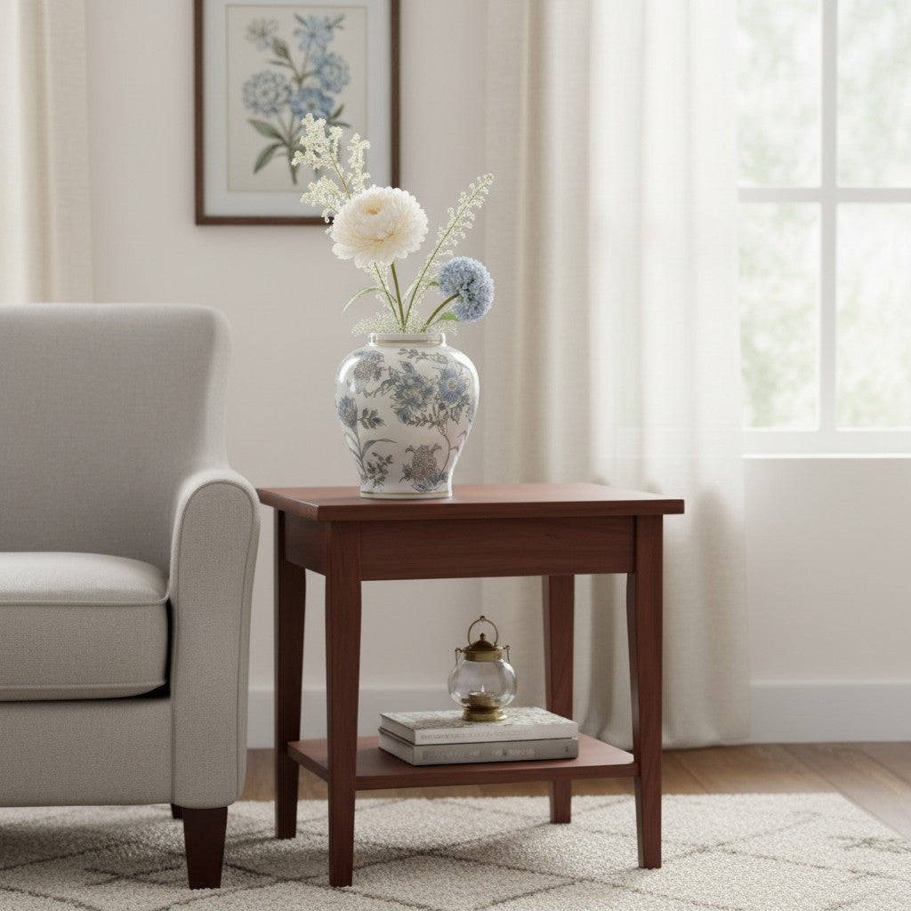 White & Blue Floral Chinoiserie Ceramic Vase
