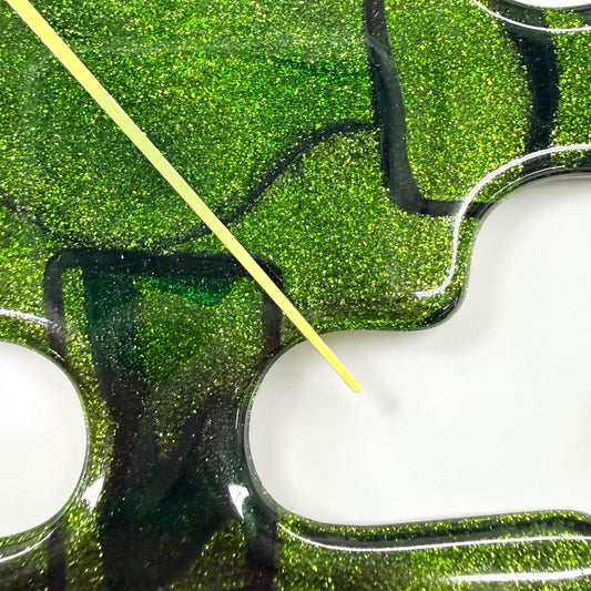 Custom-Made Glass Fused Green Clock