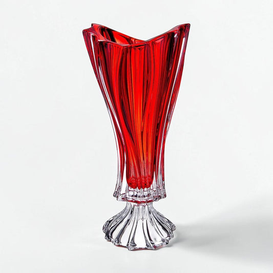 Red Bohemian Crystal Footed Flower Vase