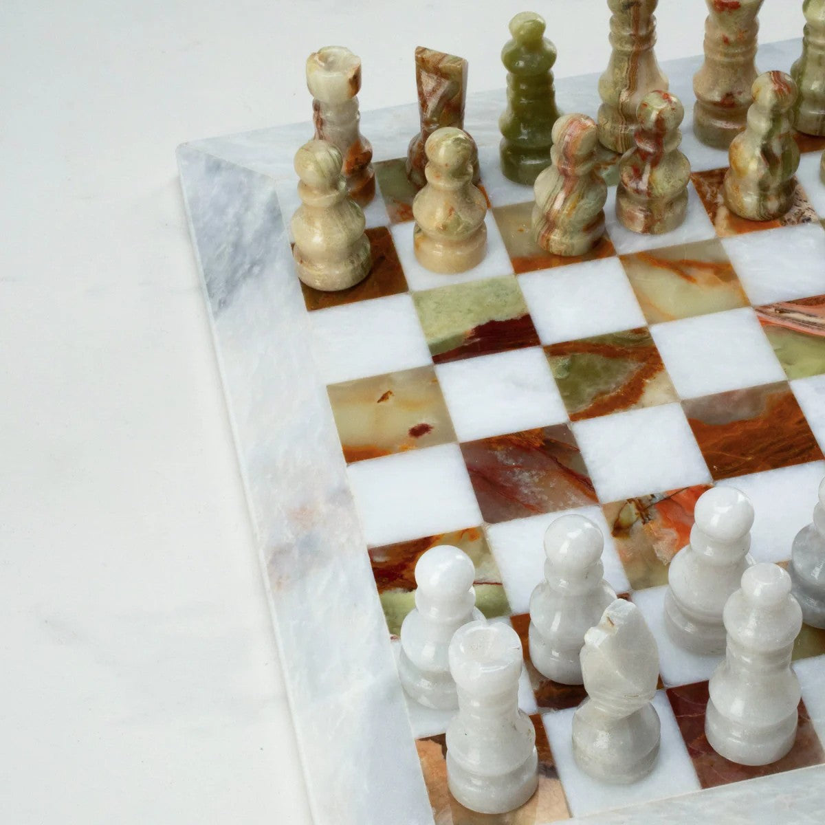 Green Onyx Hand-carved Chess Set