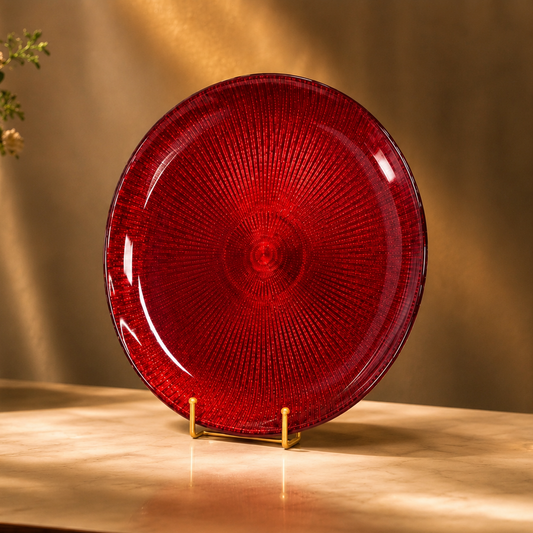 Noel Glass Platter - Red Glitter