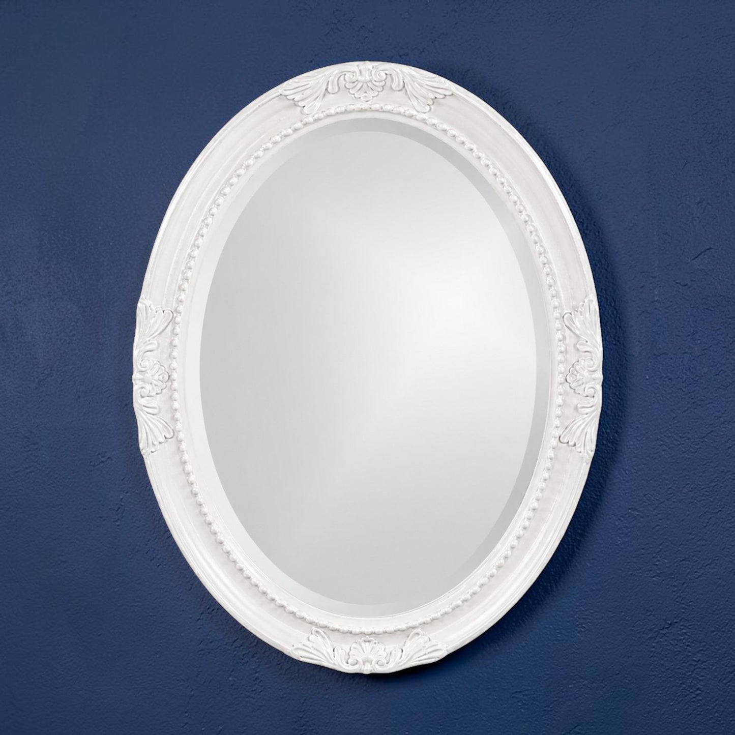 Oval Mirror White Wood Frame