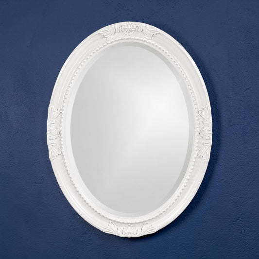 Oval Mirror White Wood Frame