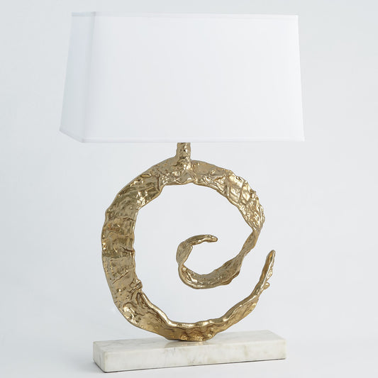 Brass Swirl Lamp w/ White Marble