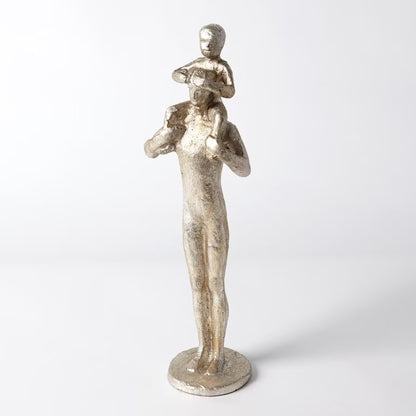 Dad and Son Sculpture - Silver Leaf