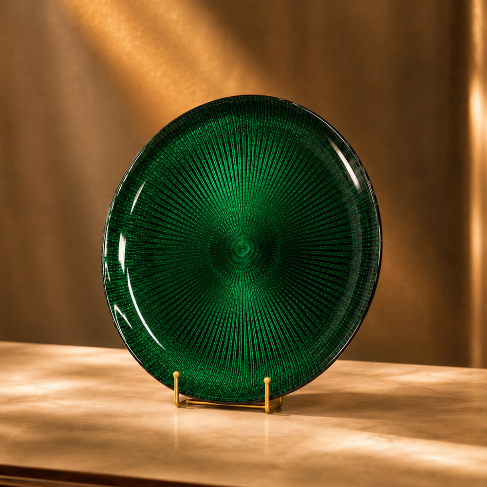 Noel Glass Platter - Orange Glitter