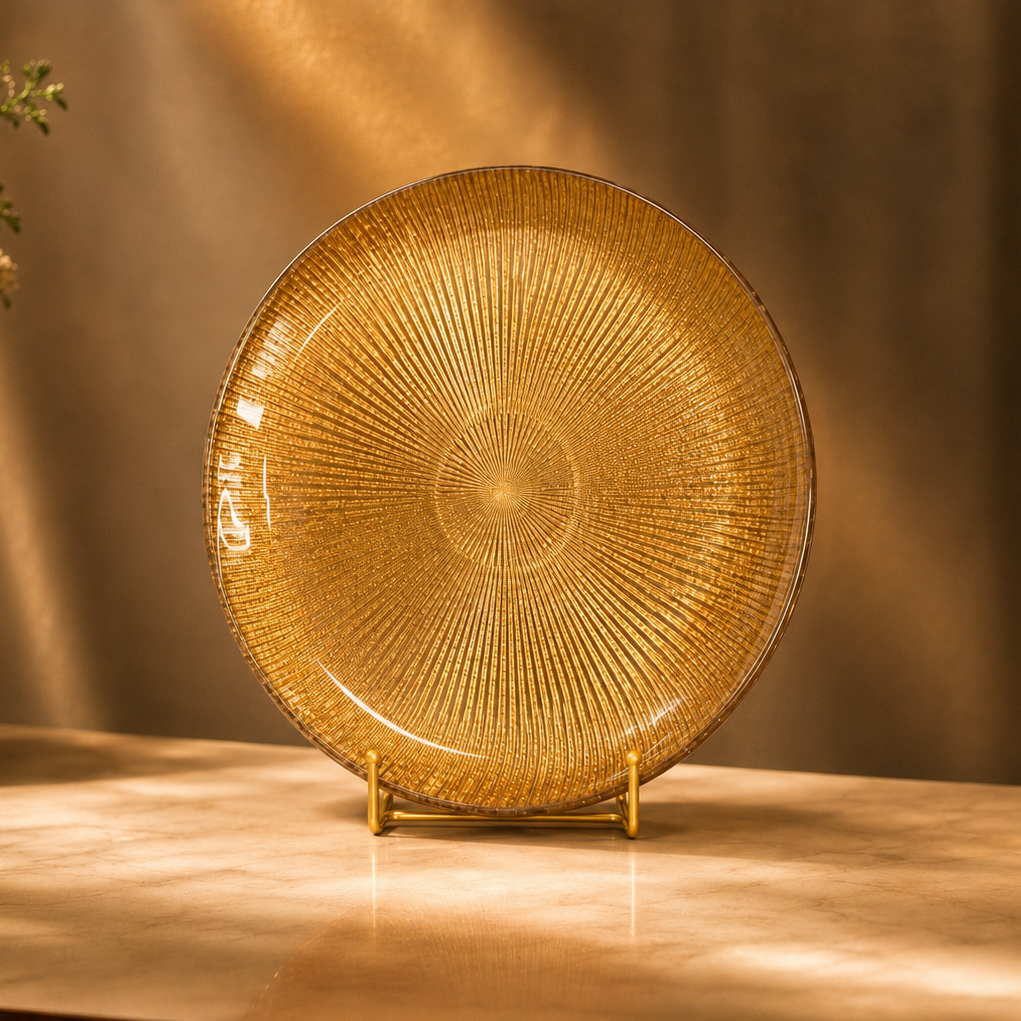 Noel Glass Platter - Gold Glitter
