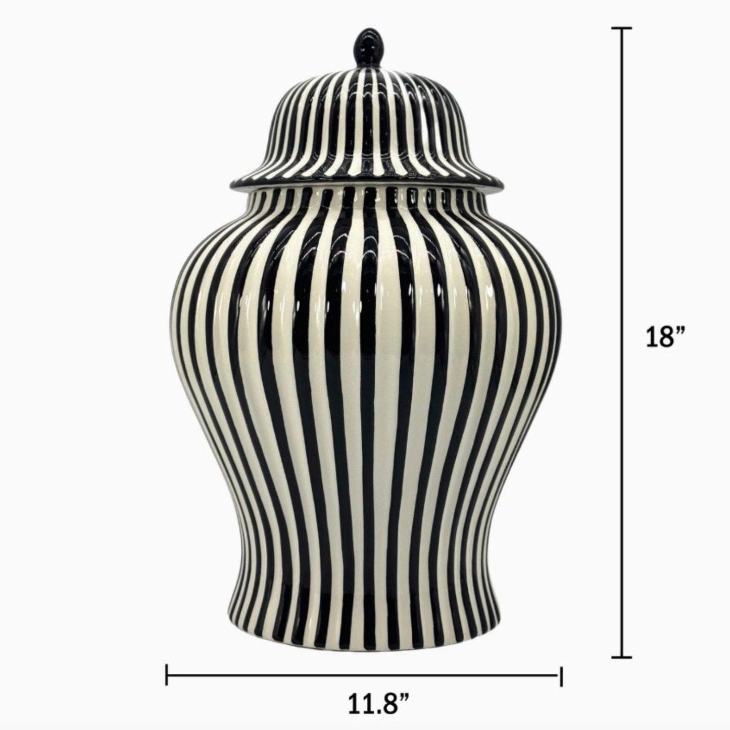 Black & White Striped Ceramic Jar