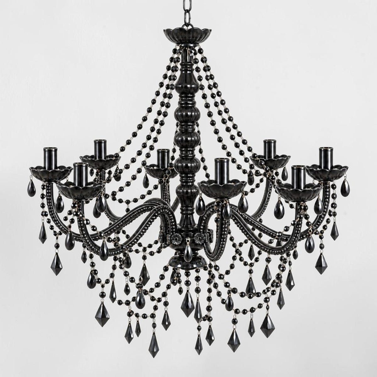 29" Black Crystal 8-light Chandelier