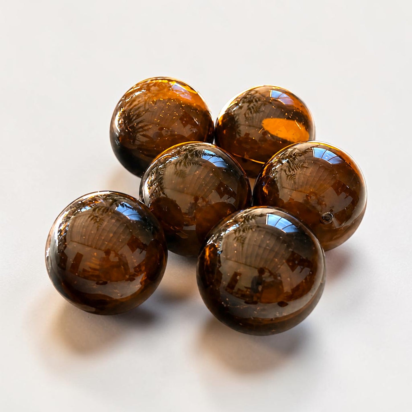 Recycled Glass Balls - Set of 6 - Amber