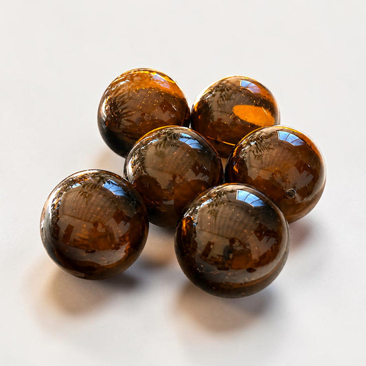 Recycled Glass Balls - Set of 6 - Amber