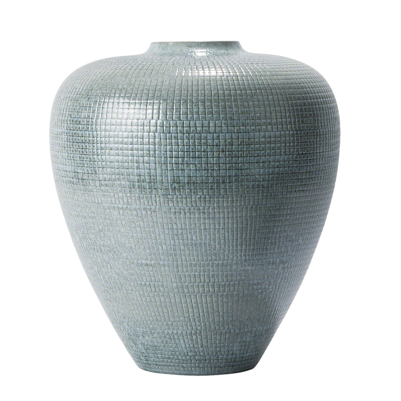 Check Bulbous Vase - Reactive Silver Blue - Lg