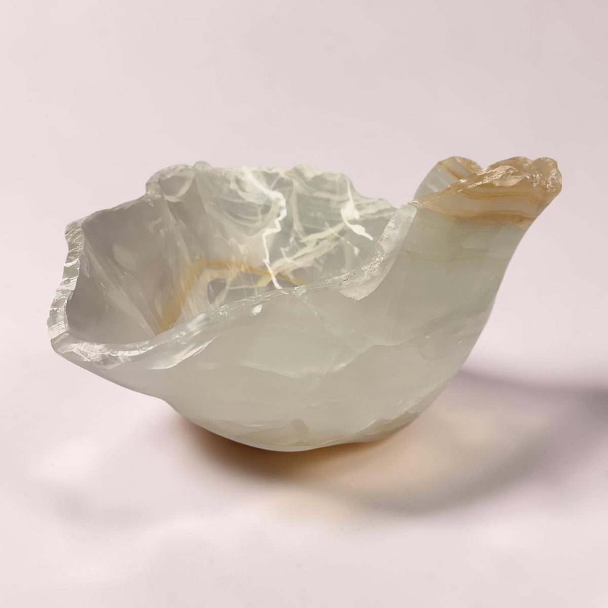 Light Colored Mexican Onyx Freeform Bowl - Large Bowl