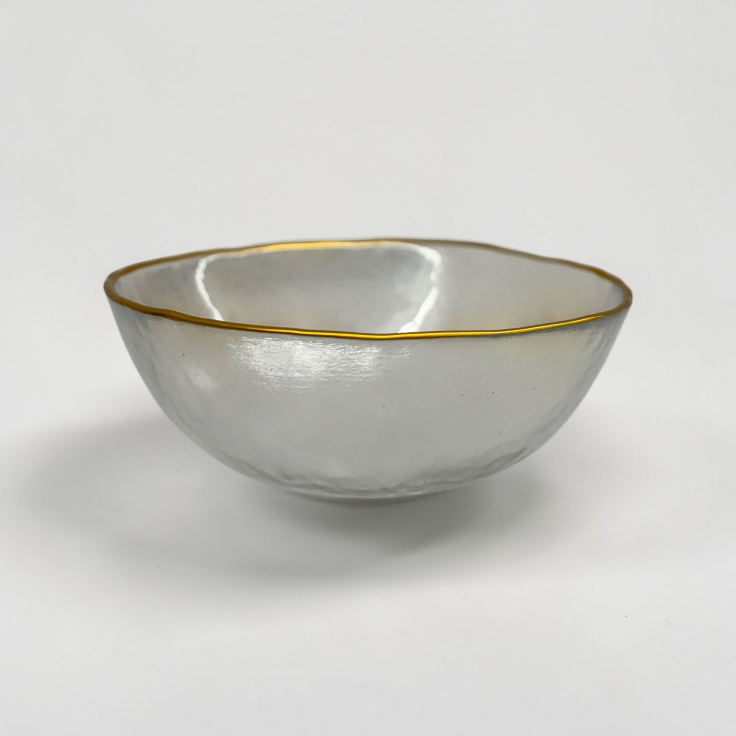 Gold Trim Hammered Glass Bowls (Set of 6)
