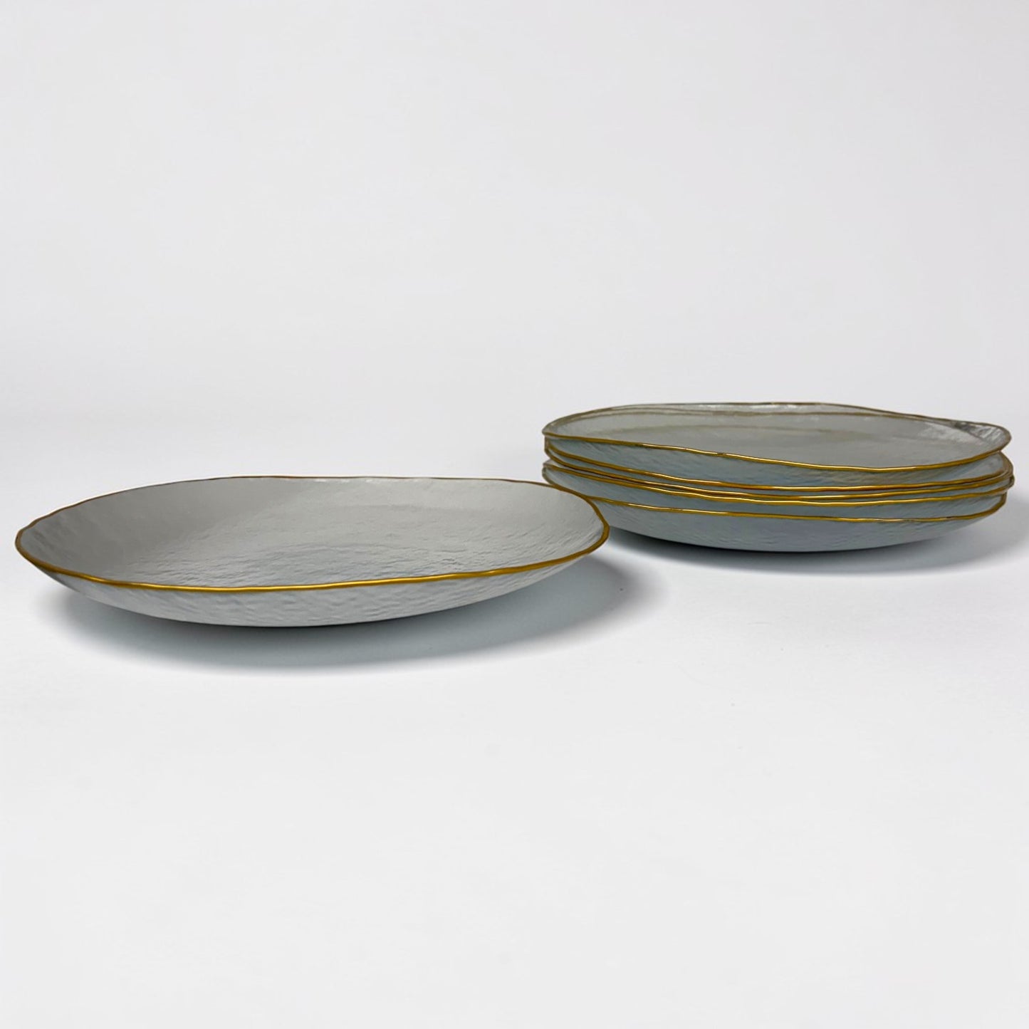 Gold Trim Glass Dinner Plates (Set of 6)