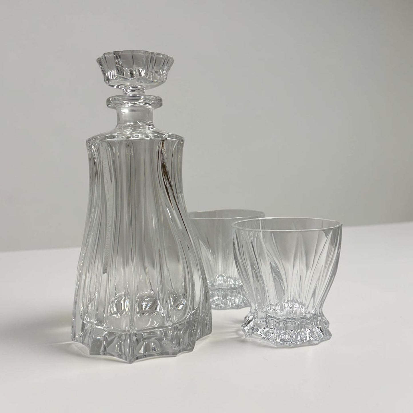 Bohemian Crystal Whiskey Decanter & 2 Glasses
