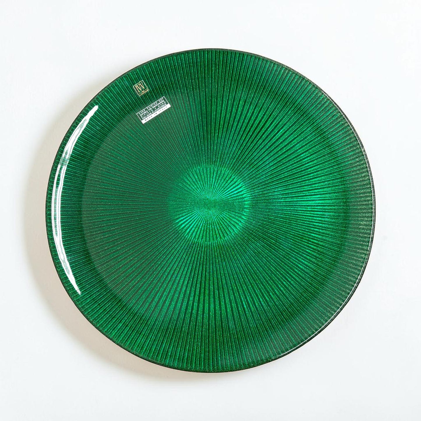 Noel Glass Platter - Pine Green Glitter