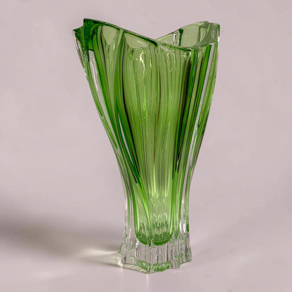 Green Bohemian Crystal Flower Vase
