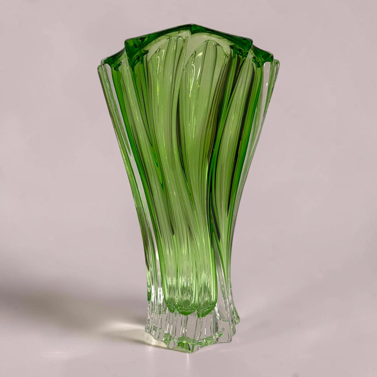 Green Bohemian Crystal Flower Vase
