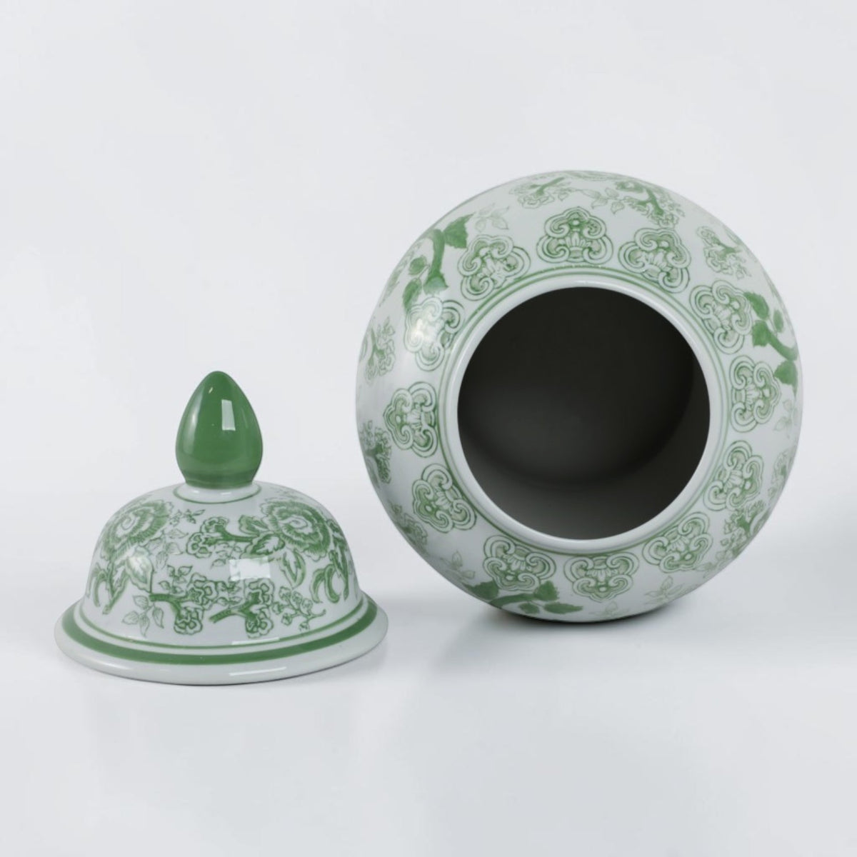 18" Green Ceramic Bird Flower Jar