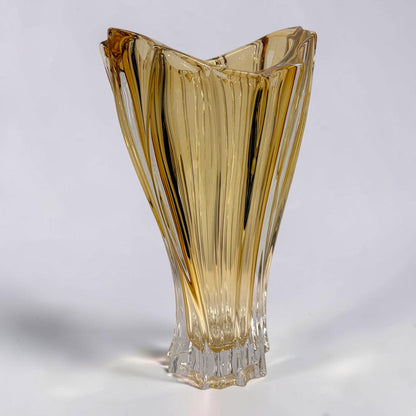 Amber Bohemian Crystal Flower Vase
