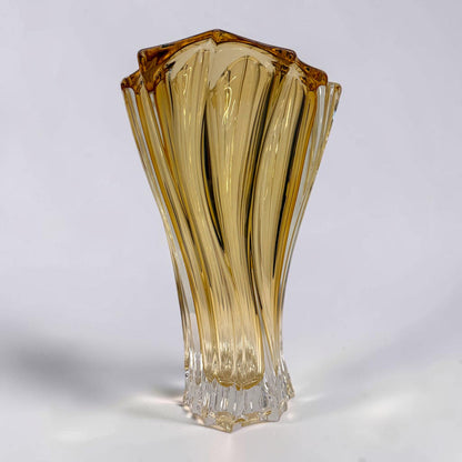 Amber Bohemian Crystal Flower Vase