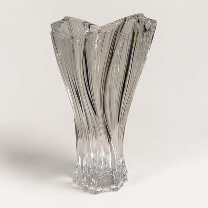 Clear Bohemian Crystal Flower Vase