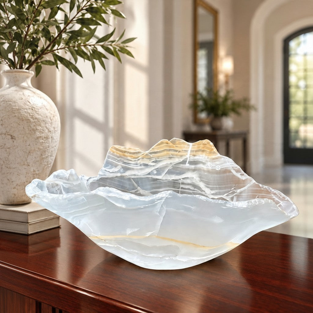 Light Colored Mexican Onyx Freeform Bowl - Large Bowl