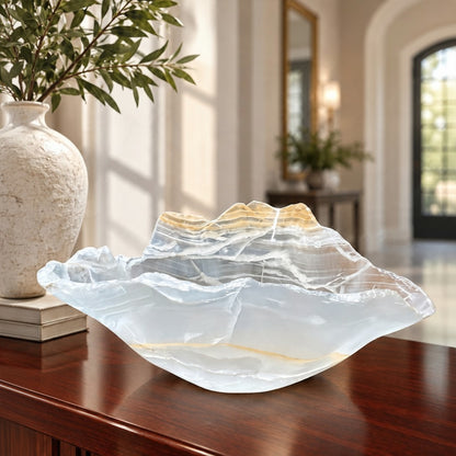 Light Colored Mexican Onyx Freeform Bowl - Large Bowl