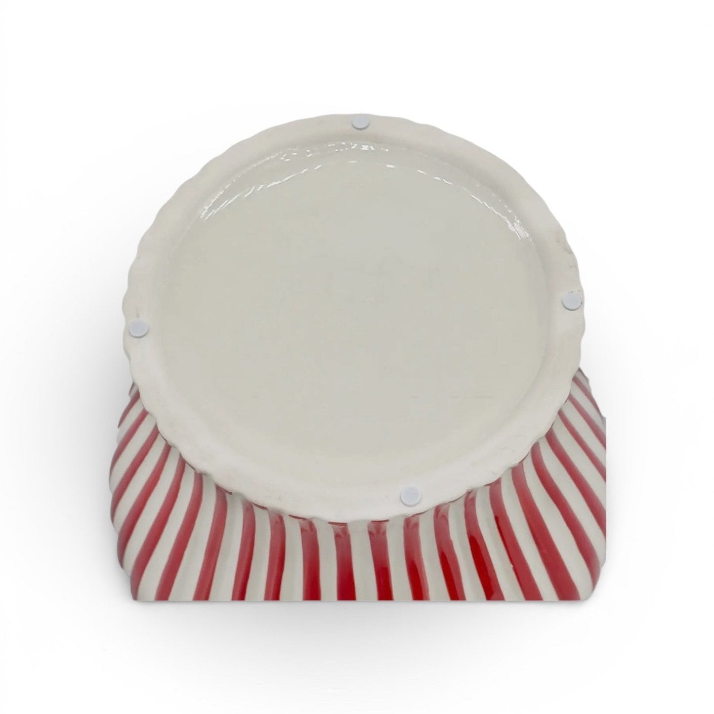 Red & White Striped Ceramic Jar