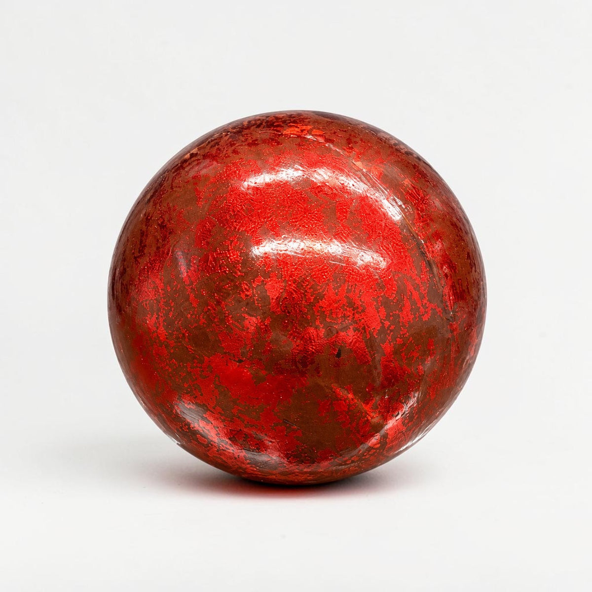 Paper Mache Red Leaf Orb - 6"
