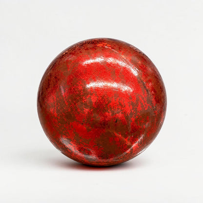 Paper Mache Red Leaf Orb - 6"