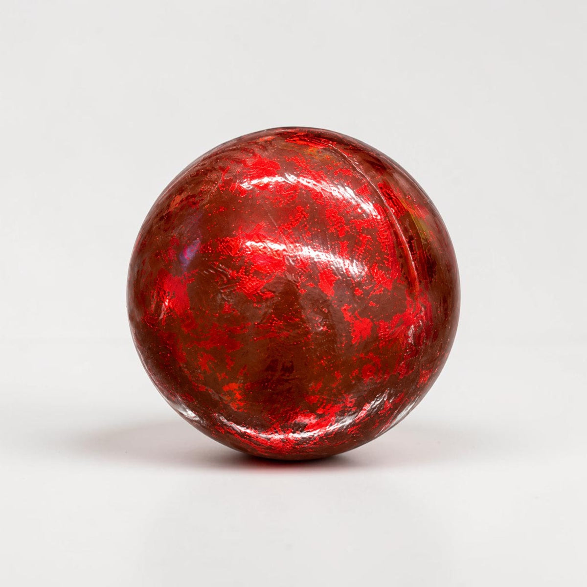 Paper Mache Red Leaf Orb - 5"