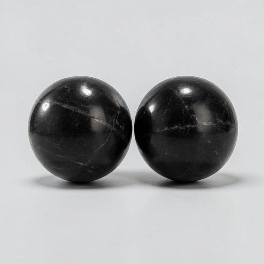 Black Marble Spheres - Set of 2