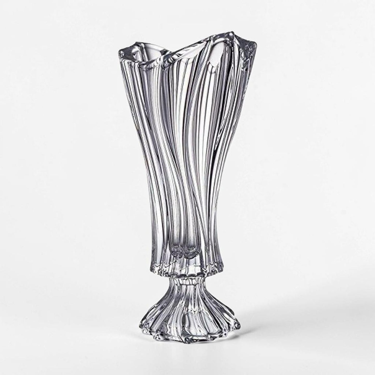 Clear Bohemian Crystal Footed Flower Vase