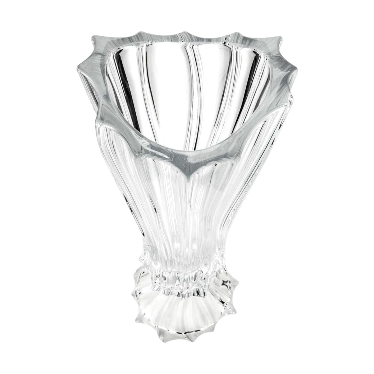 Clear Bohemian Crystal Footed Flower Vase
