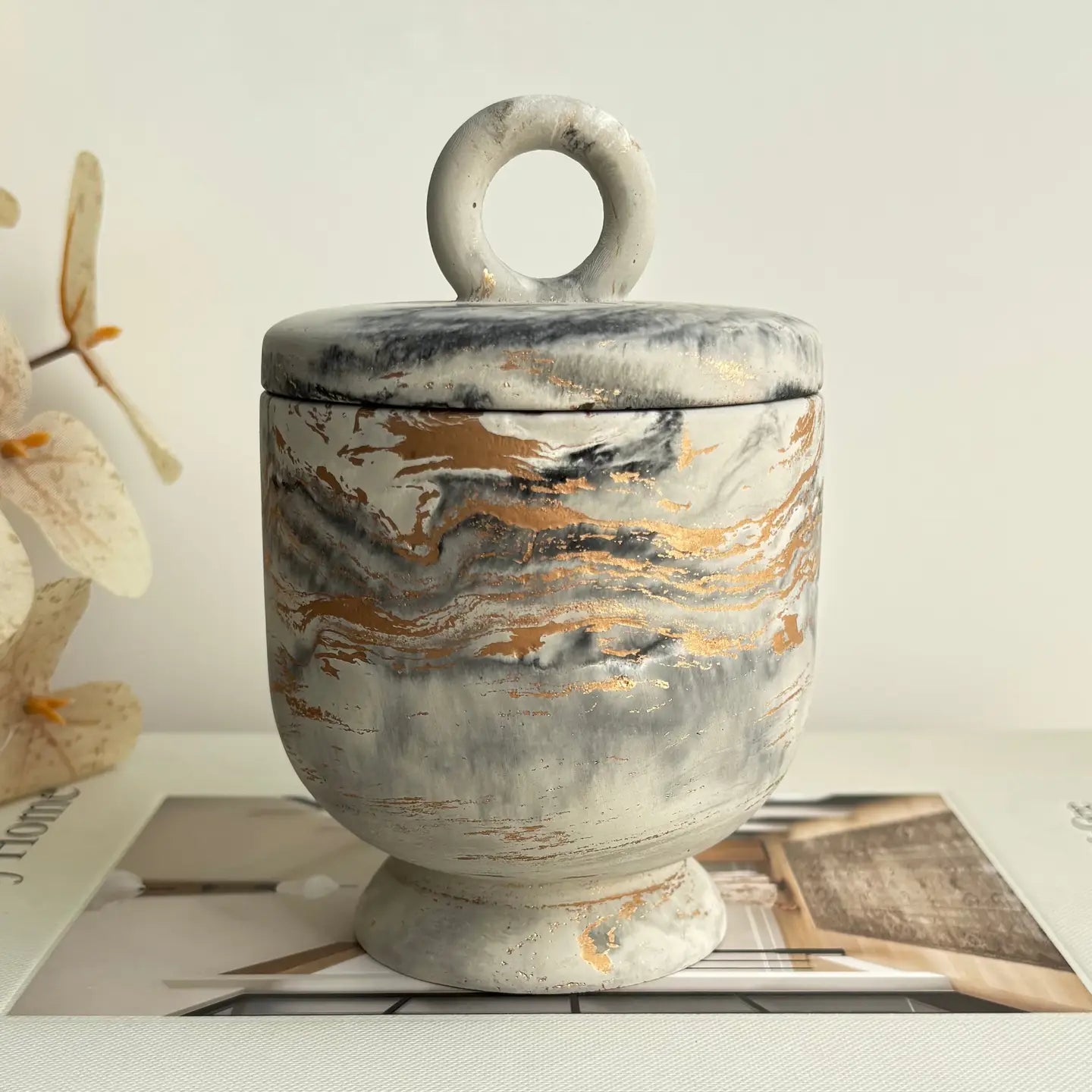 Calista Concrete Vessel - Black Fusion Marble