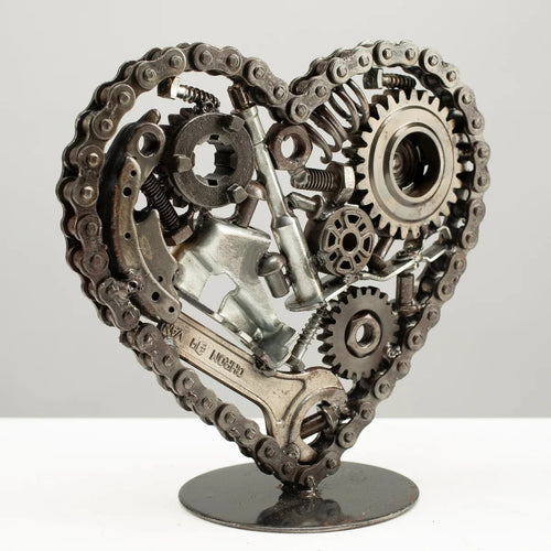 8" Heart Recycled Metal Art