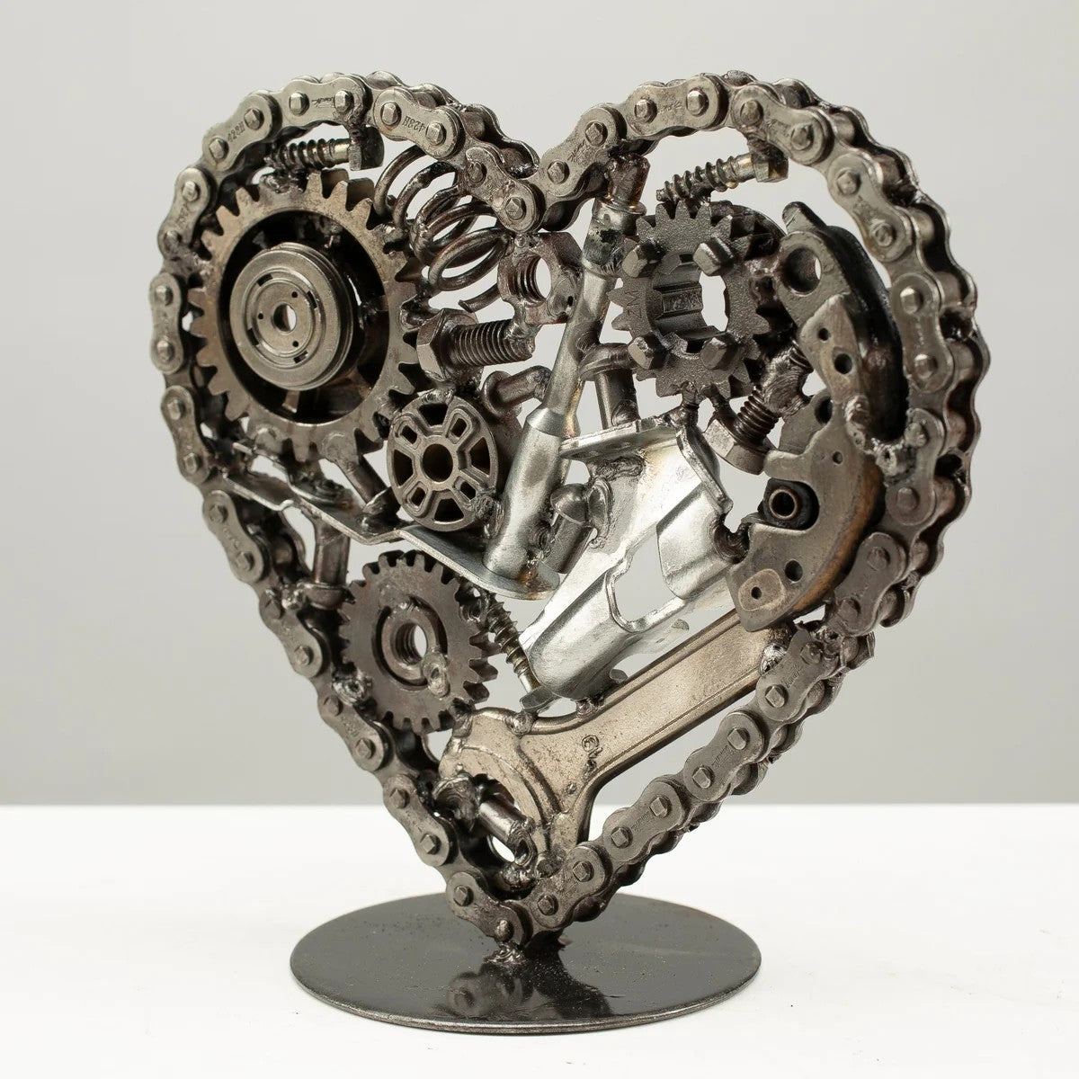 8" Heart Recycled Metal Art