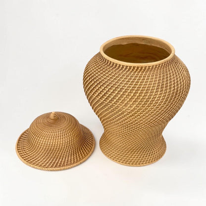16.5" Faux Wicker Polyresin Ginger Jar