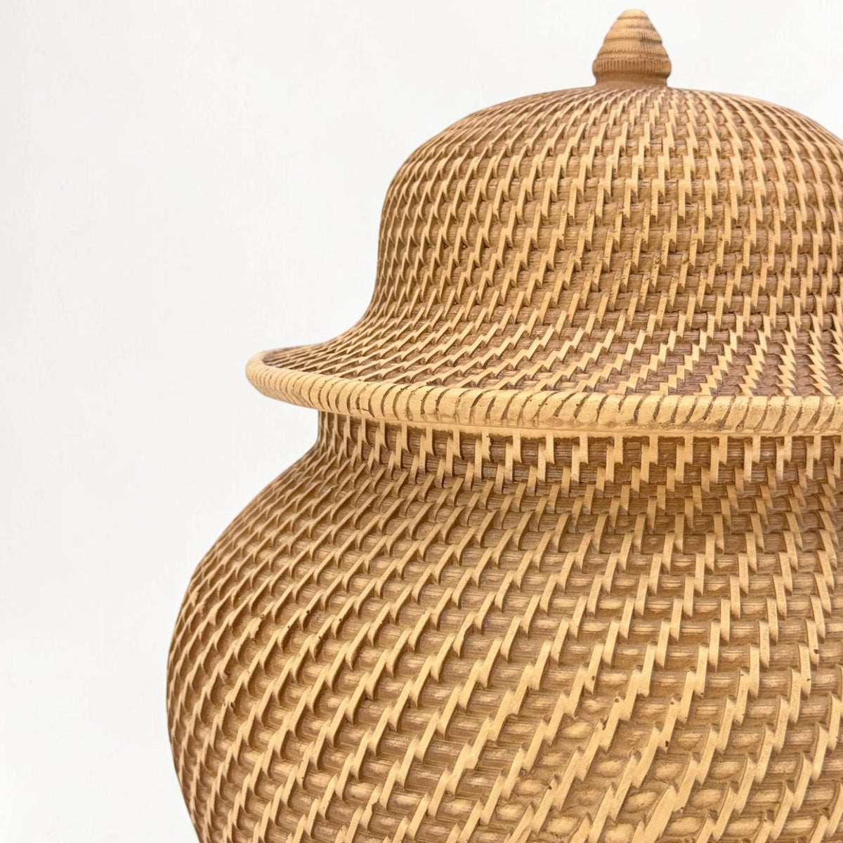 16.5" Faux Wicker Polyresin Ginger Jar