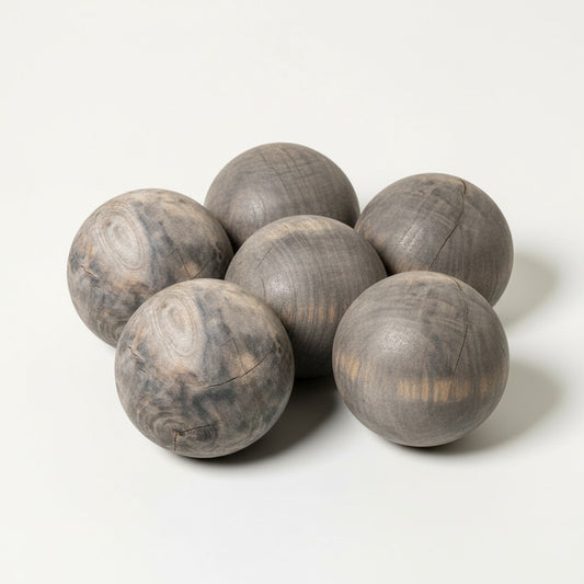 Hand Carved Mango Wood Spheres - Set of 6