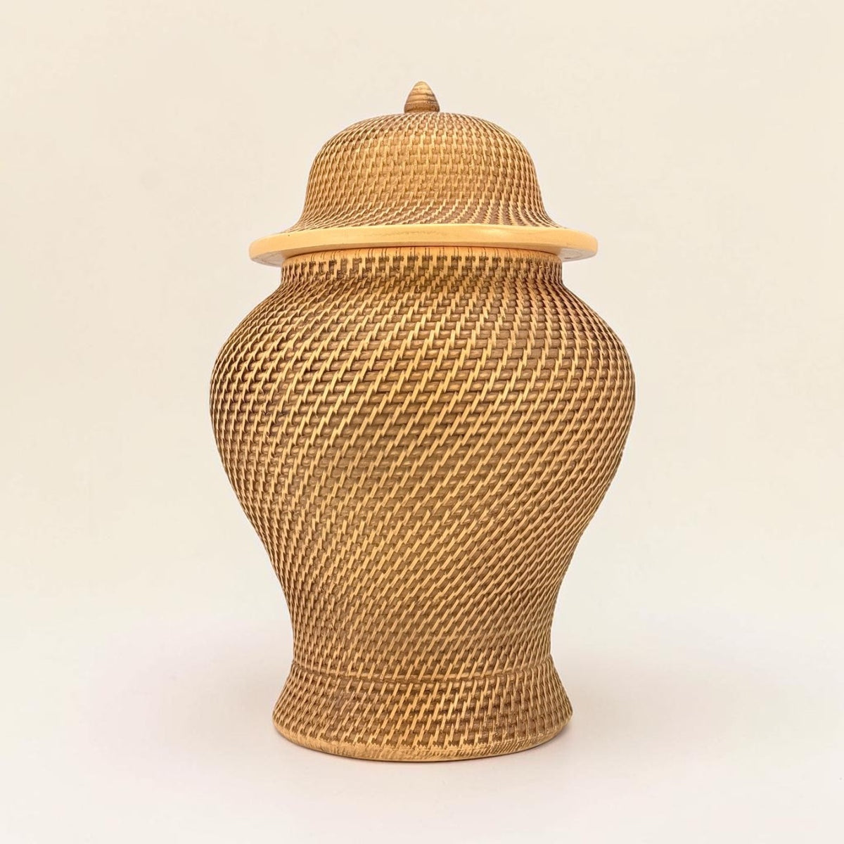 12" Faux Wicker Polyresin Ginger Jar