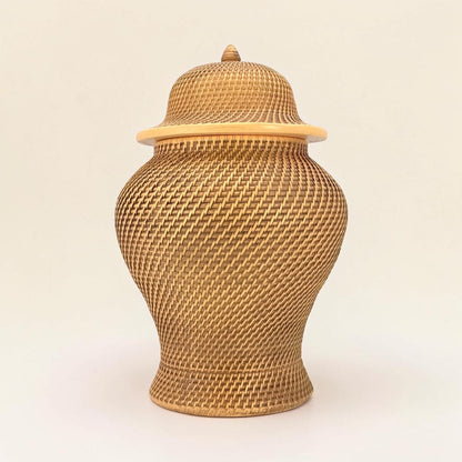 12" Faux Wicker Polyresin Ginger Jar
