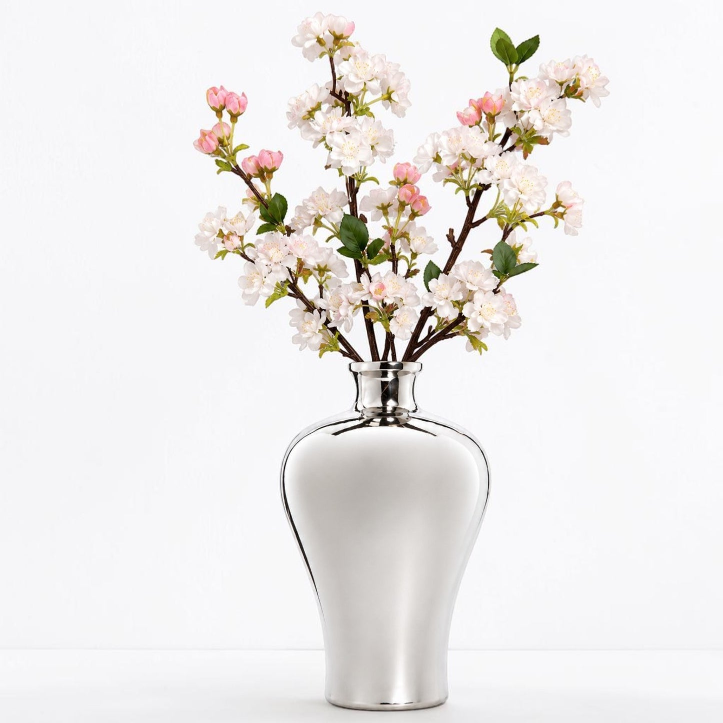 Silver Shine Prunus Vase