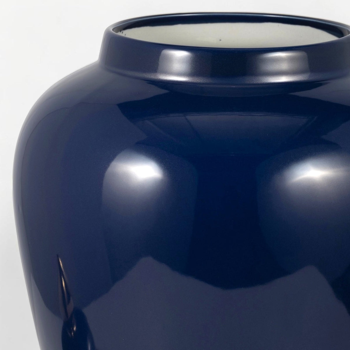 24" Ceramic Temple Jar - Navy & Gold