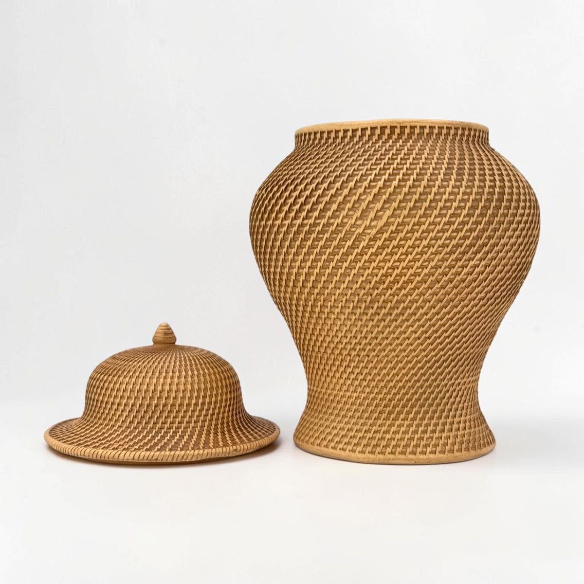 16.5" Faux Wicker Polyresin Ginger Jar